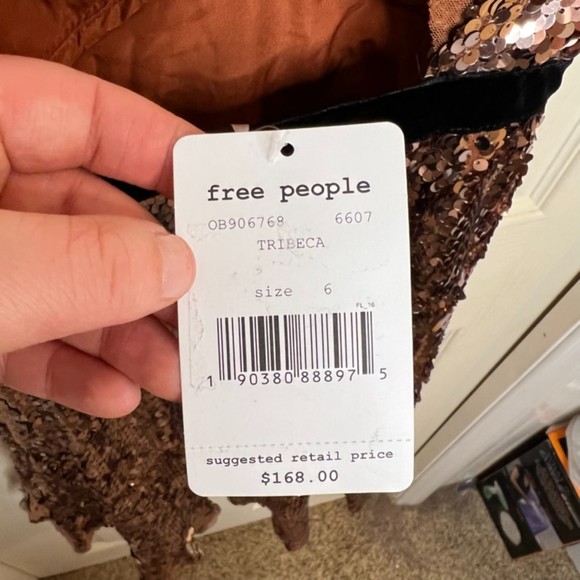 NWT Free People Tribeca Holiday Sequins Bronze Cocktail Glam Dress Size 6 - Picture 7 of 11